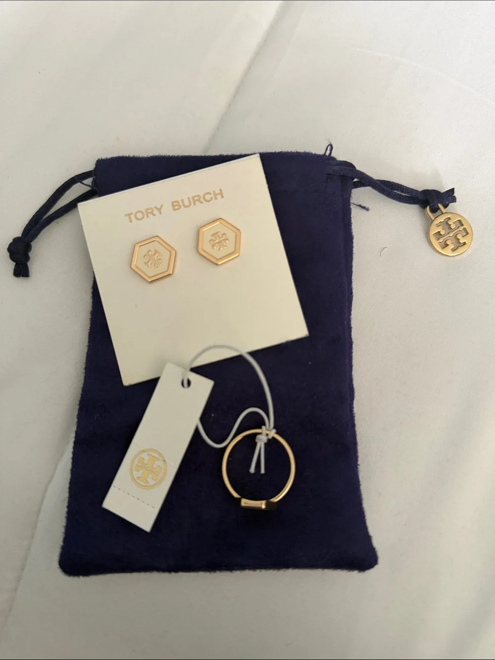 Tory Burch earrings & ring